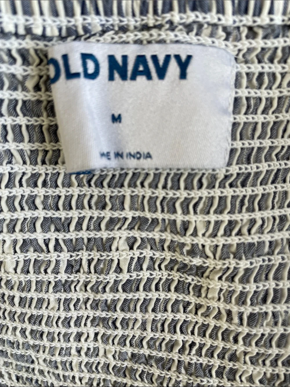 Old Navy Blue and White Striped Square-Neck Peplum Blouse